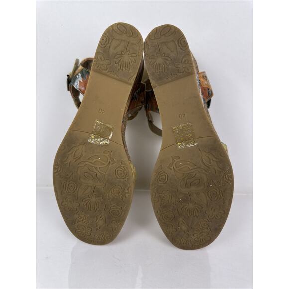 L’Artiste Spring Step 3D Floral Geo Wedge Size 40 Green Orange Yellow - Picture 14 of 16